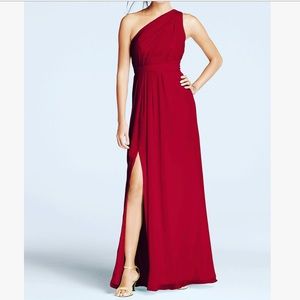 David’s Bridal One-Shoulder Chiffon Dress.